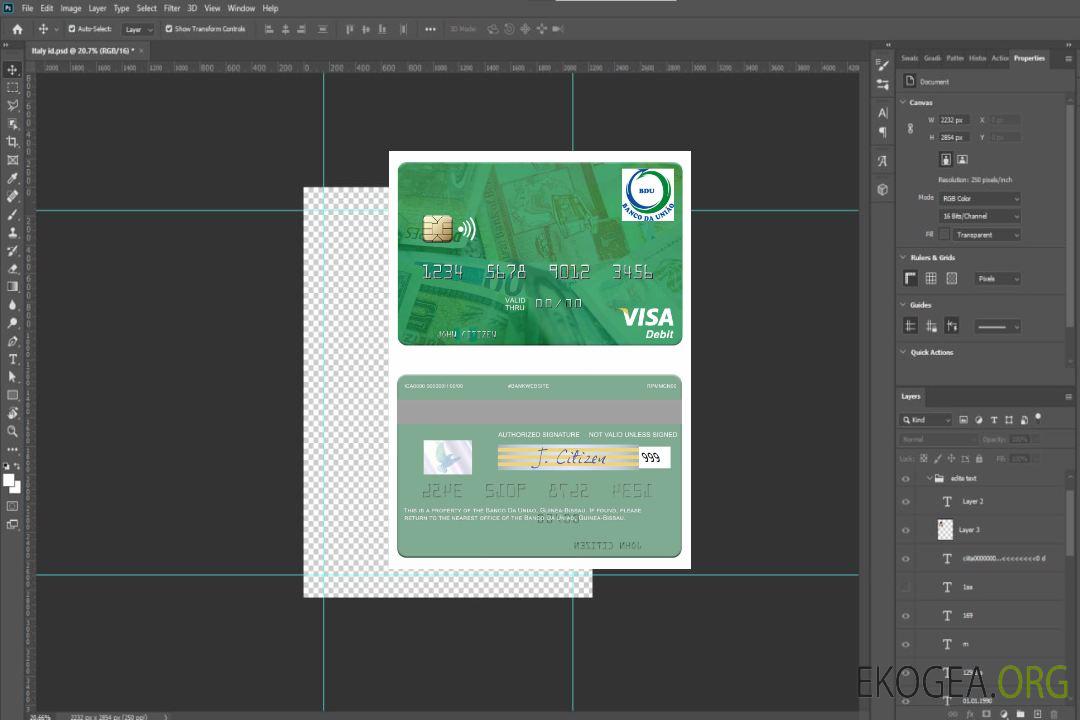 Carte de débit visa Guinée Bissau Banco Da Uniao template